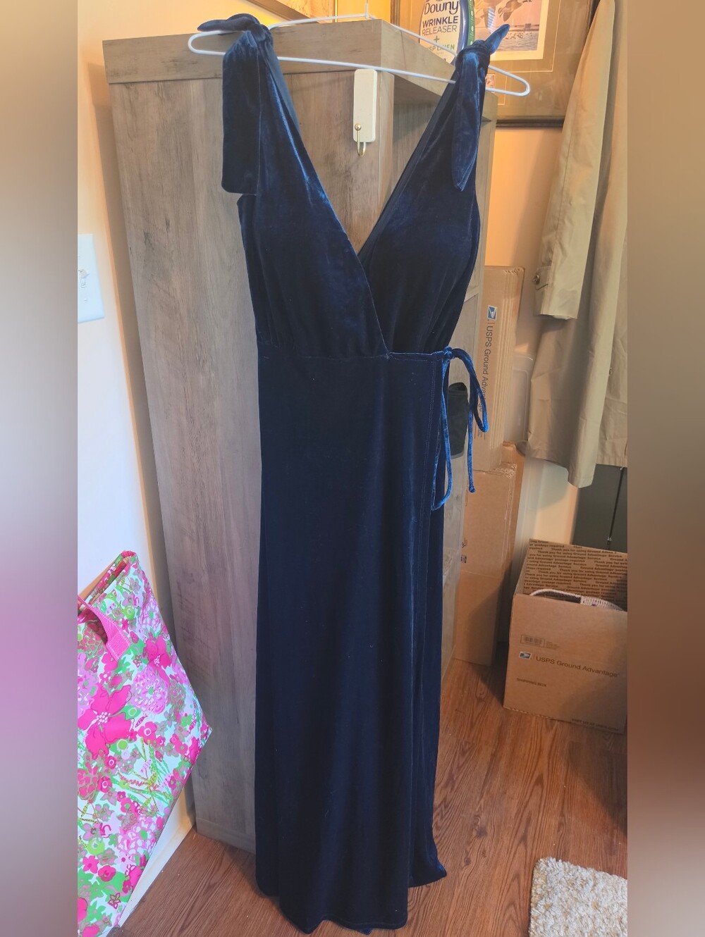 Lulu's Dark Navy Velvet Wrap Maxi Dress Very Classy Evening Out Dress